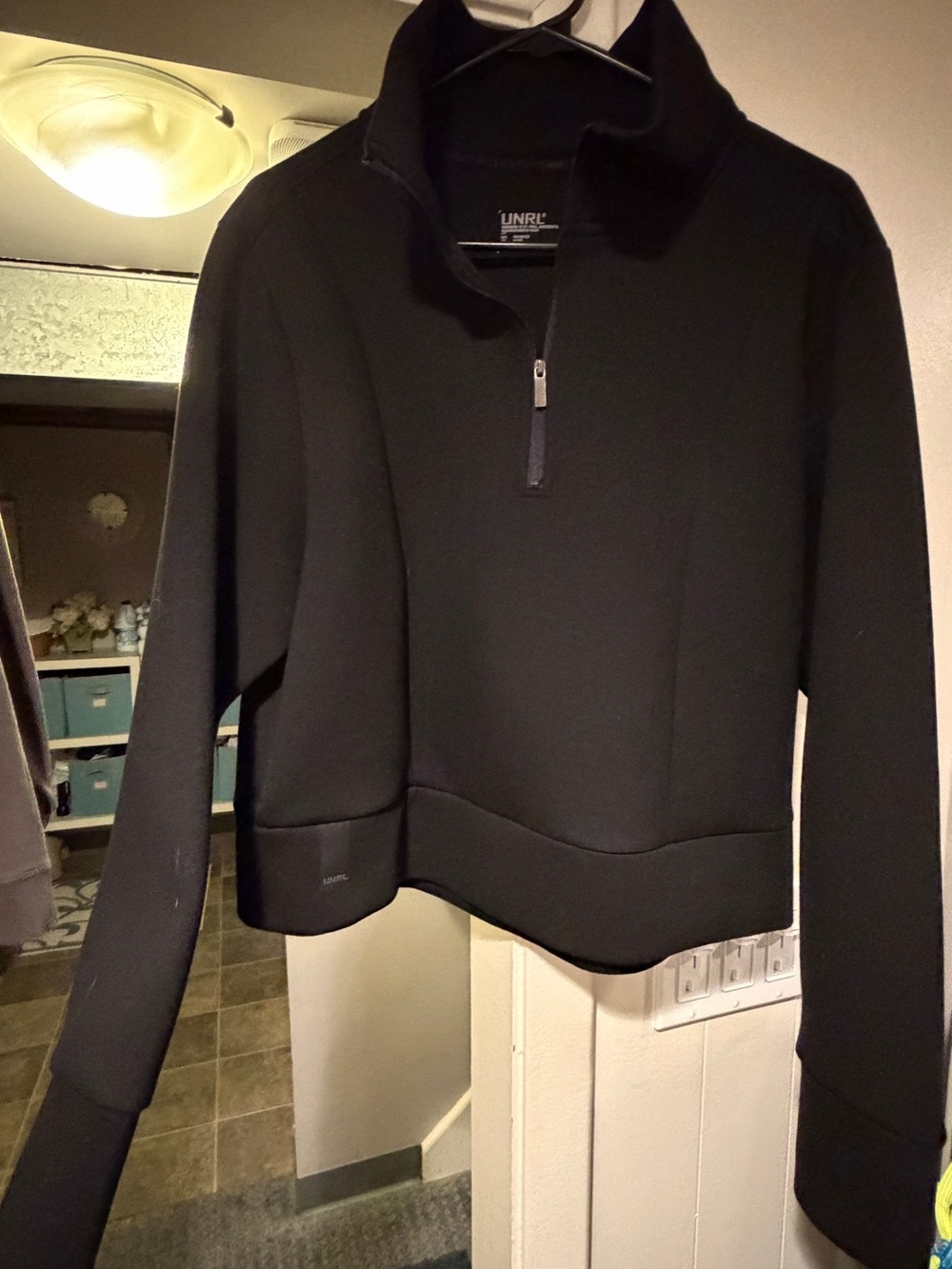 UNRL Black Quarter-Zip Pullover Sweatshirt